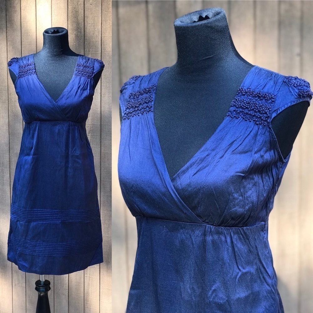 Calypso St Barth Dupioni Silk Sheath Dress Blue